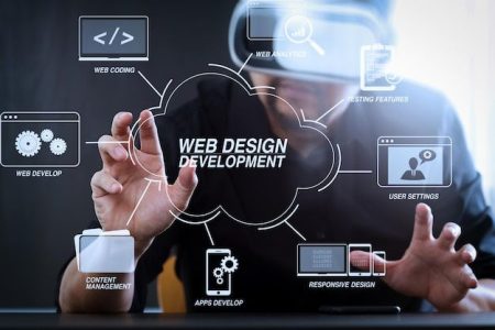 Premium Photo _ Developing programming and coding technologies with Website design in virtual diagram